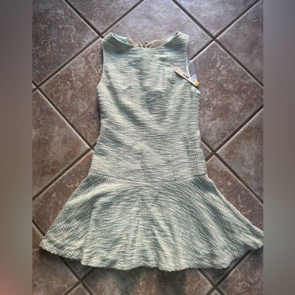 Alice + Olivia Lora Tweed Drop Waist Sheer Back Mini Dress - Picture 2 of 6